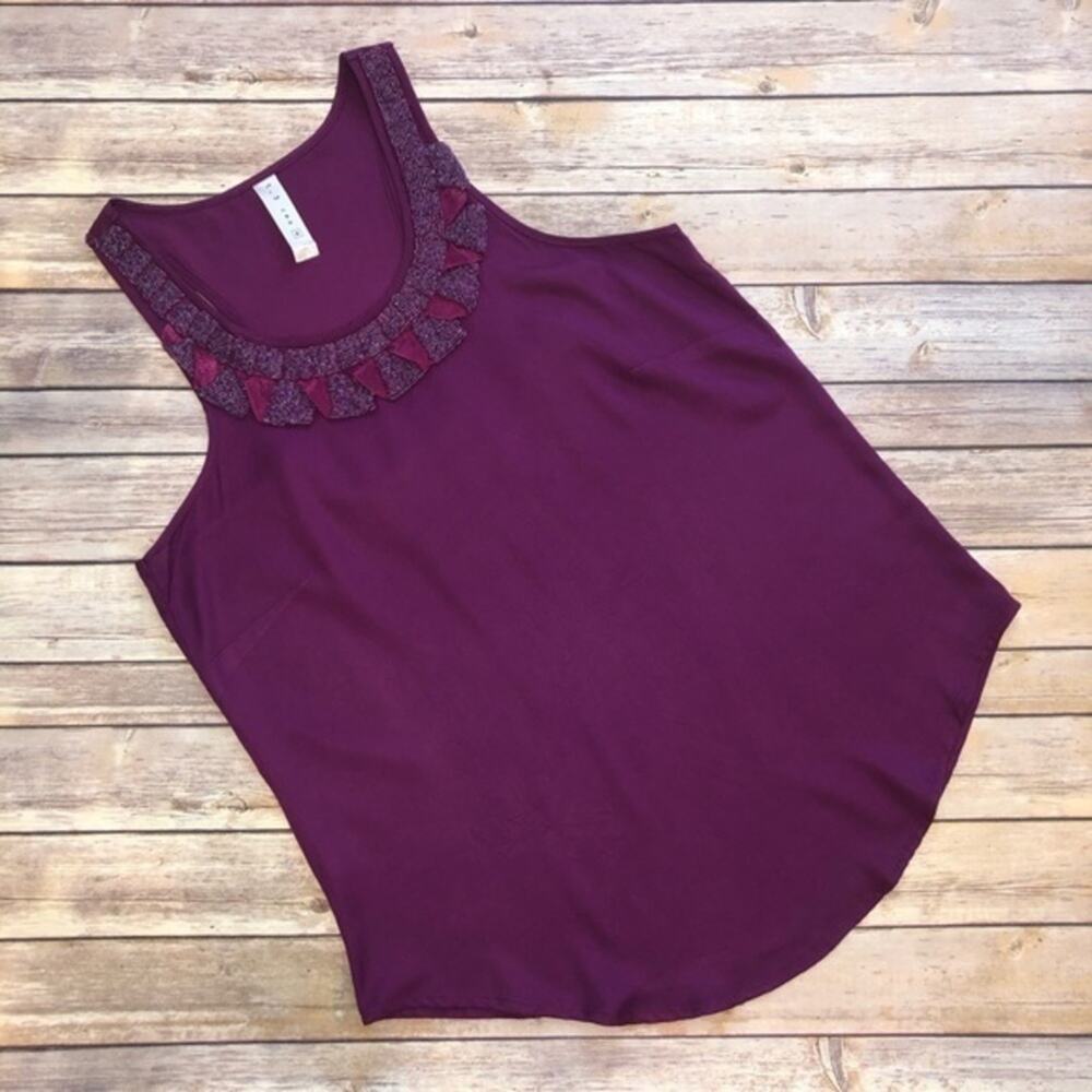 1.3 CMA Plum Beaded Racerback Tank Top Medium